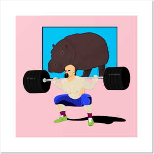 Power Lifter and Hippopotamus Posters and Art